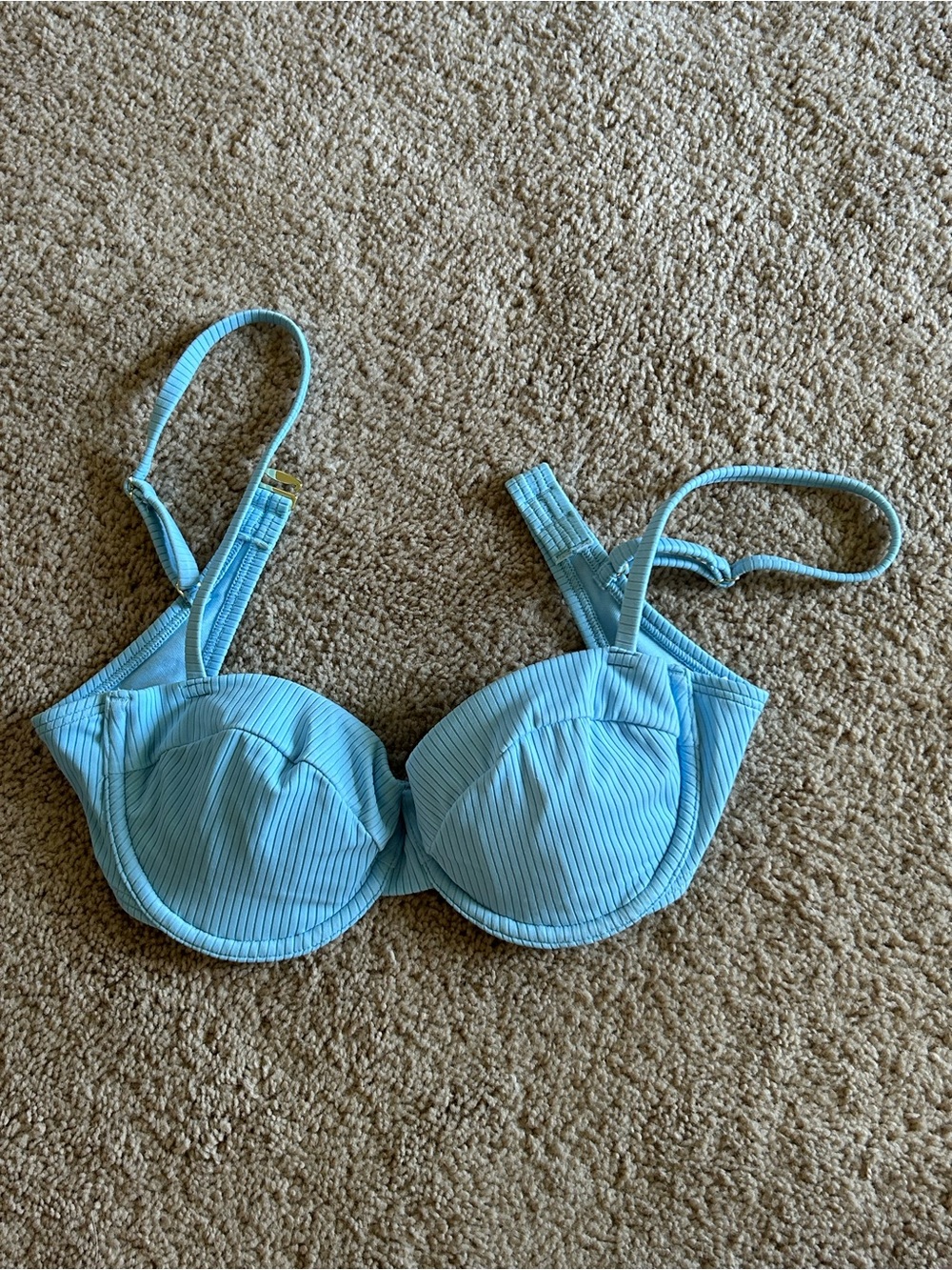 Light Blue Padded Underwire Swim Top - Women